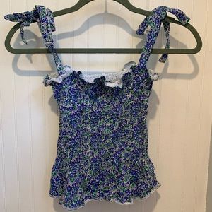 Floral tie strap tank top